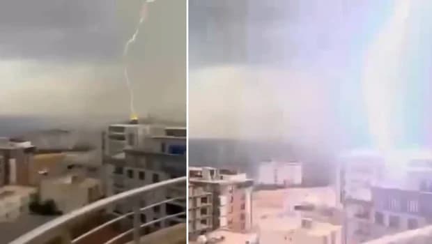 Lightning Strikes Eight-Story Building in Şırnak