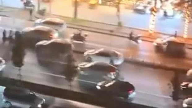 Tragic Accident at Crosswalk: Motorcycle Strikes Fallen Pedestrian in Istanbul